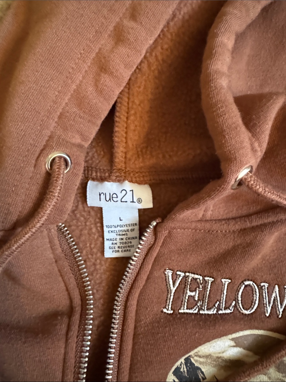 Rue21 Brown Yellowstone Zip-Up Hoodie - Size Large - Picture 7 of 10